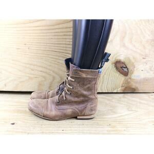 John Fluevog Boots Womens 7 Brown Distressed Leather Radio BBC Classic Lace Up